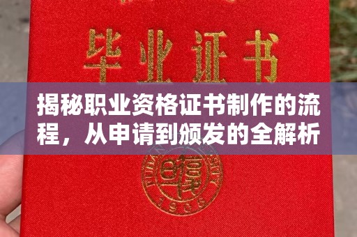 沣东揭秘职业资格证书制作的流程，从申请到颁发的全解析